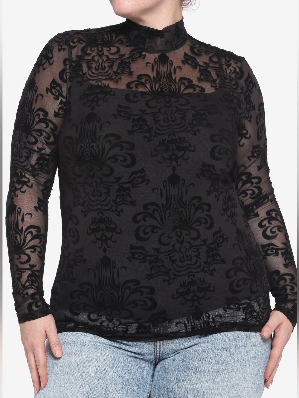 Her Universe Disney The Haunted Mansion Wallpaper Mesh Long-Sleeve Top Size 2X